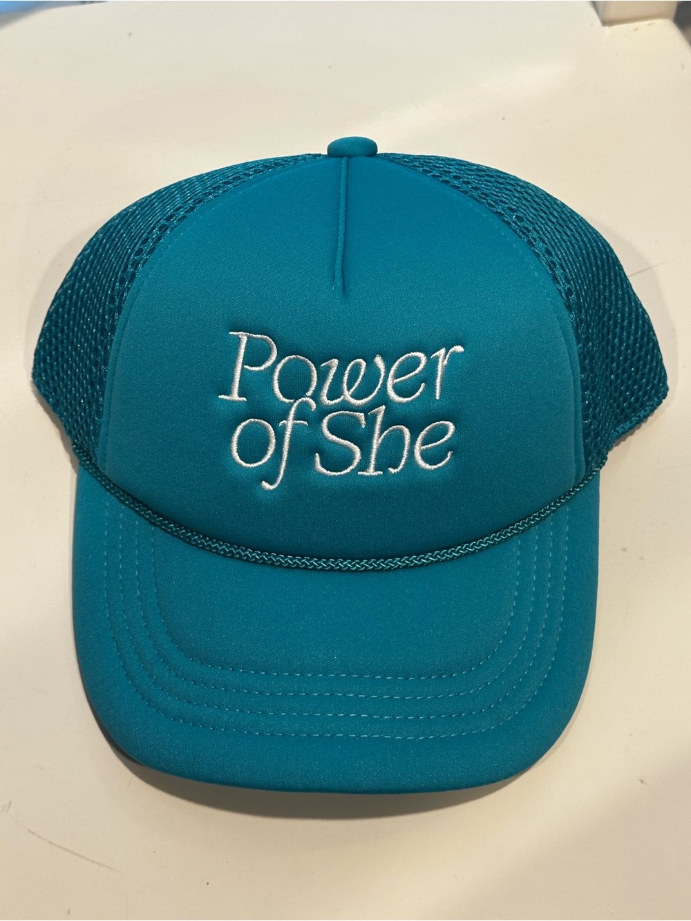 Athleta Girl Teal Power of She Mesh Trucker Hat
